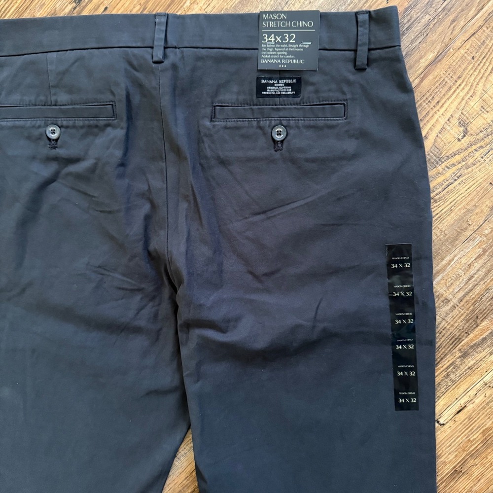 NEW Banana Republic Mason Stretch Chino Mens 34x32 Charcoal Gray Athletic Khaki - Picture 7 of 10